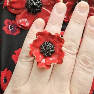 kate spade precious poppies enamel ring